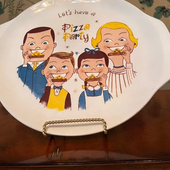 RARE Vintage Antique 1960's NAPCO Let's Have A Pizza Party Platter